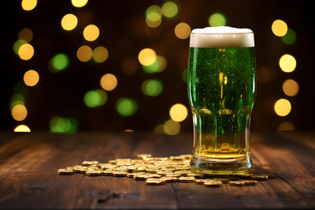 Patrick's day traditional green beer, celebration, lucky concept.の素材
