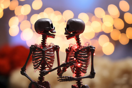 Dia de los Muertos (Day of the Dead) ornament, funny skeletons, Halloween decor, Mexican traditional holidayの素材