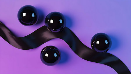 Black balloons on a purple backgroundの素材