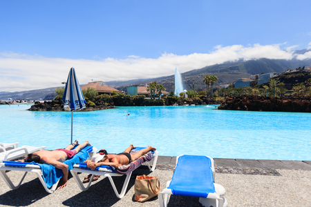 Entertainment center Lago Martianez with pools with oceanic waterのeditorial素材