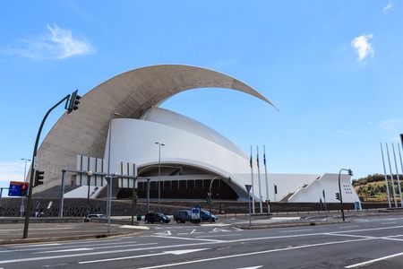 Santa Cruz de Tenerife, Spain - May 03, 2012: Auditorio de Tenerife - futuristic and inspired in organic shapes, building designed by Santiago Calatravaのeditorial素材