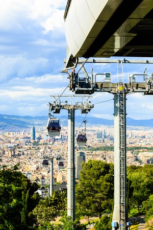 Montjuic funicular, panaramic view of Barcelonaのeditorial素材