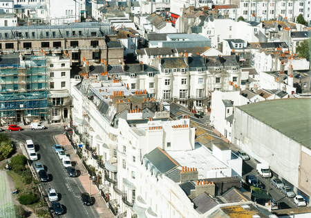 Aerial view of sunny summer Brighton. Residential and office buildings.のeditorial素材