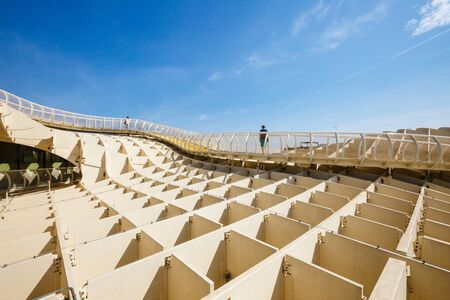 Tourists on Metropol Parasol in Plaza de la Encarnacion in Sevilleのeditorial素材