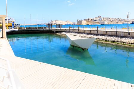 HUGE PAPER SHIP in the Valletta Waterfront, Saint Angel fortのeditorial素材