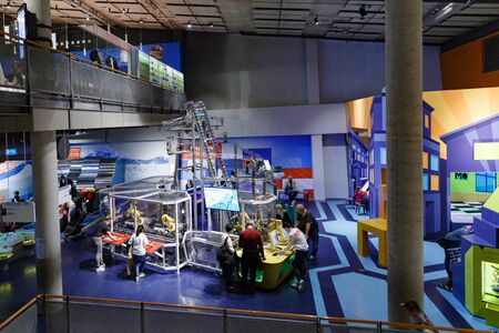 AMSTERDAM, NETHERLANDS - May 19, 2019: Interior of the Science Center Nemo, a science center in Amsterdam. The museum has origins in 1923のeditorial素材