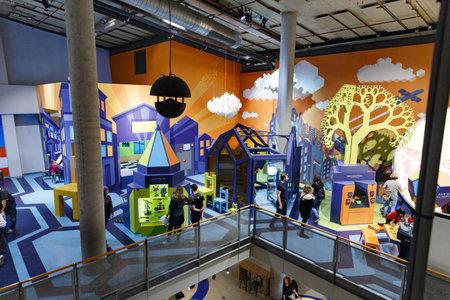 AMSTERDAM, NETHERLANDS - May 19, 2019: Interior of the Science Center Nemo, a science center in Amsterdam. The museum has origins in 1923のeditorial素材