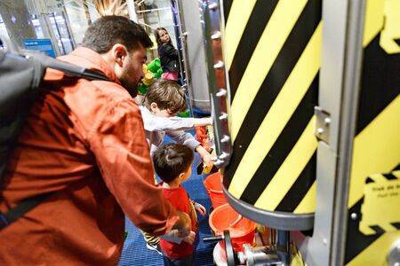 AMSTERDAM, NETHERLANDS - May 19, 2019: Interior of the Science Center Nemo, a science center in Amsterdam. The museum has origins in 1923のeditorial素材