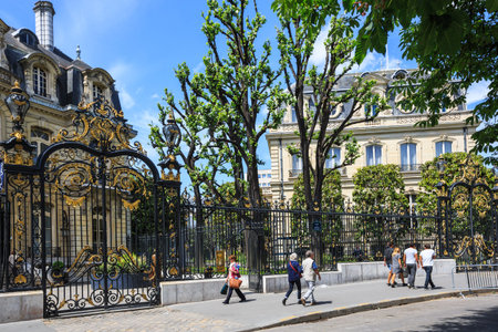 PARIS, FRANCE - May 18, 2015: Paris Marcel Dassault Hotel at Champs-Elysees. Marcel Dassault Hotel...