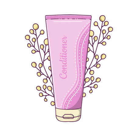 A tube of conditioner for hair. hair care products. isolated object on a white background. vector illustrationのイラスト素材