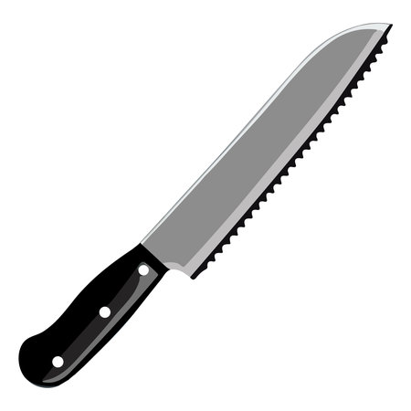 Chef's knife, butcher's knife. Baking equipment. Cookbook etching. Hand drawn flat style. Vector...