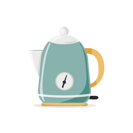 Electric kettle vector illustration in retro style, isolated on white backgroundのイラスト素材