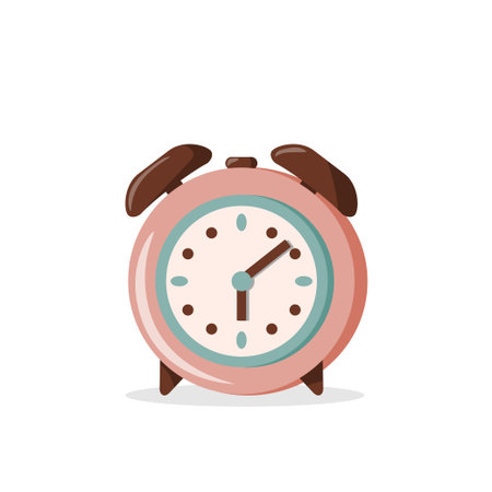 Retro alarm clock illustration, isolated on white background