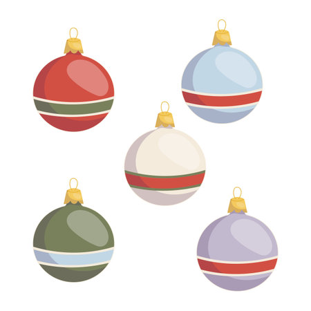 Set of Christmas baubles in pastel colorsのイラスト素材
