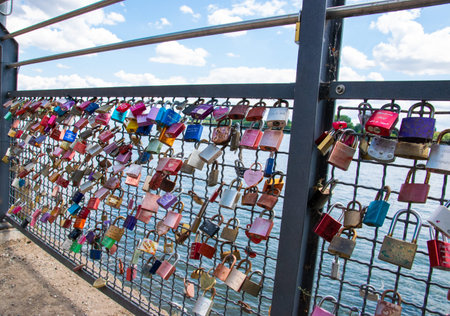 Locks at the bridge like sign of love in Germany.