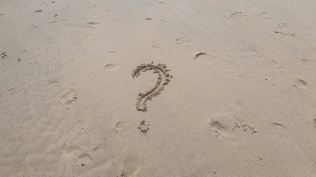 No exclamation word on sea sand background. Beautiful ocean beach for walking way.の写真素材