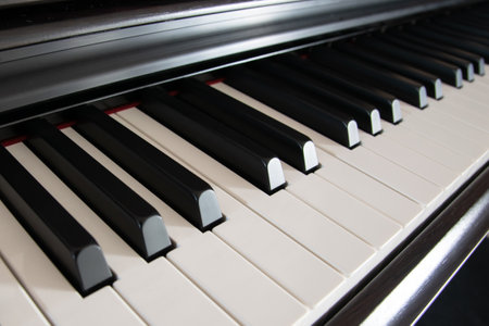 White and black keys of the piano. Music in the house.の写真素材