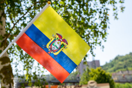 Flag of Ecuador with nature background.の写真素材