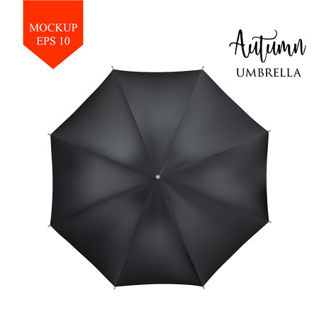Vector realistic parasol rain umbrella, Sunshade set. white black, isolated .Blank Classic Round slanted Mock up isolated .top View .object for advertising, poster, banner design.のイラスト素材