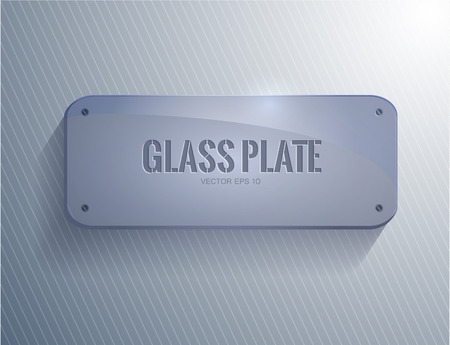 vector realistic 3d blue colored glass plate, name template object. Infographics, office design element. Poster, banner, print advertisement graphic designのイラスト素材