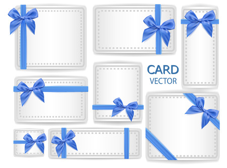 Vector 3d Realistic Blue bows . Design decoration Element. Different forms and shapes. Banner poster print presentation business card invitation greeting card objectのイラスト素材