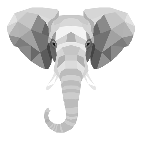 Vector polygonal grey elephant on white backgroundのイラスト素材