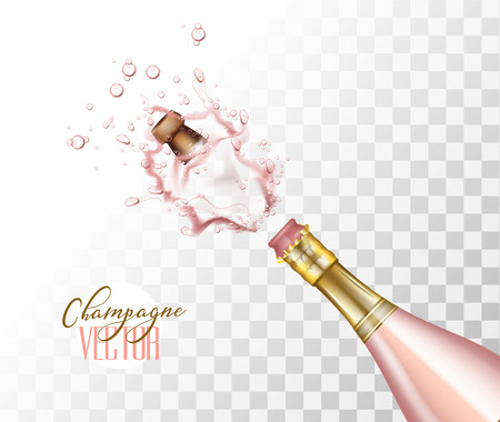 Realistic pink champagne explosionのイラスト素材