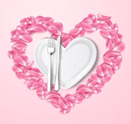 Heart shape dinner setのイラスト素材