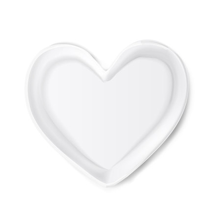 Realistic plate in shape of heart mock-up. Valentine's day romantic kitchenware.のイラスト素材