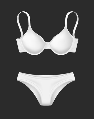 vector realistic white bra panties template mockupのイラスト素材