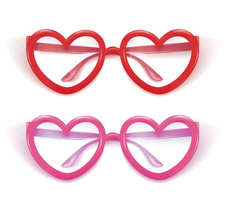 Vector realistic heart shaped eyeglasses.のイラスト素材