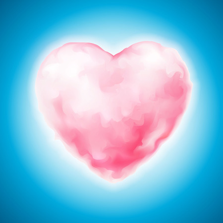 Vector realistic pink sweet cotton candy textured 3d heart icon. Happy valentines.のイラスト素材