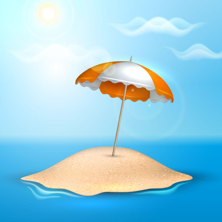 Island. Summer vacation realistic 3d posterのイラスト素材