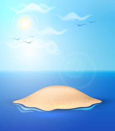 Realistic summer sand islandのイラスト素材