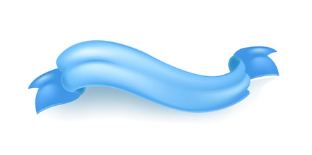 Vector realistic detailed blue silk ribbon scrollのイラスト素材