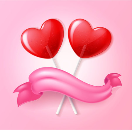 Vector heart lollipop candyのイラスト素材