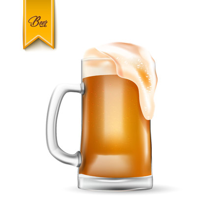 Vector realistic 3d beer glass with thick foamのイラスト素材