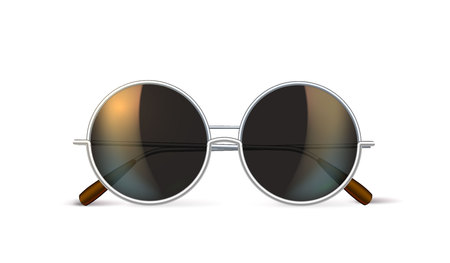 A Vector realistic retro circle black eyeglasses, vintage hipster gradient lens for photobooth.のイラスト素材
