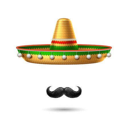 Vector sombrero mexican hat mustache cinco de mayoのイラスト素材