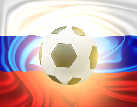 Vector realistic soccer ball with russian flagのイラスト素材