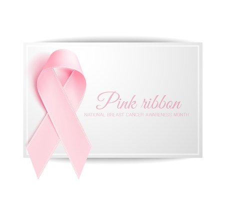 Vector realistic 3d pink silk ribbon breast cancerのイラスト素材