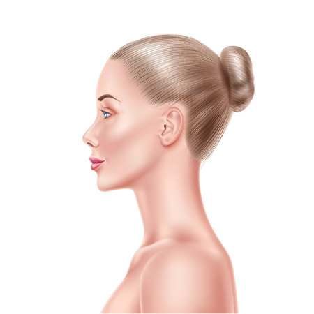 Vector realistic blonde woman model beauty faceのイラスト素材