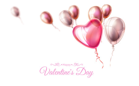Vector happy valentine day heart balloon ribbonのイラスト素材