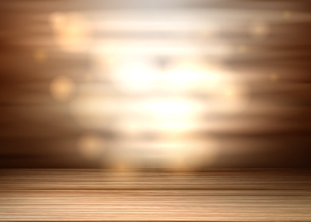 Abstract wooden texture background. Brown table or floor surface of natural timber on glowing backdrop. Interior retro, vintage rough decoration. Vector illustrationのイラスト素材