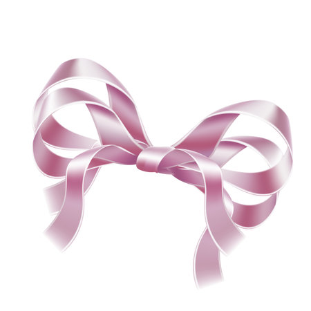 Elegant pink bow. Satin ribbon realistic bow-knot for birthday surprise present, new year, christmas card decoration. Festive valentines day holiday, anniversary celebration vector design.のイラスト素材