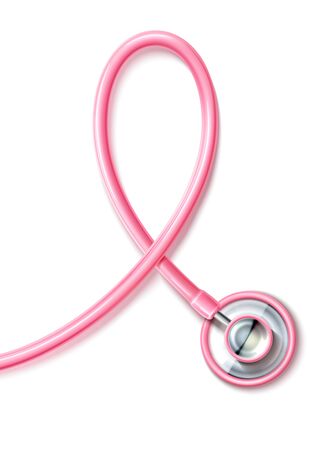 Vector 3d pink stethoscope breast cancer awarenessのイラスト素材