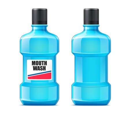 Vector realistic mouth wash bottle mock upのイラスト素材