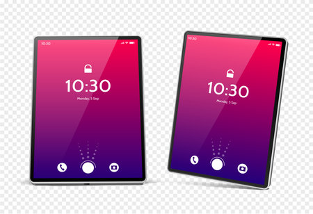 Vector 3d tablet pc mockup with bright screen