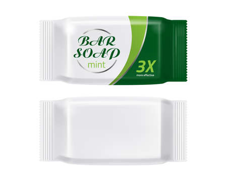 Vector realistic soap bar package mockup brandingのイラスト素材