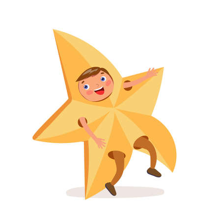 Vector flat teen boy golden star cosume at partyのイラスト素材